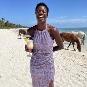 Elegant Purple Halter Dress